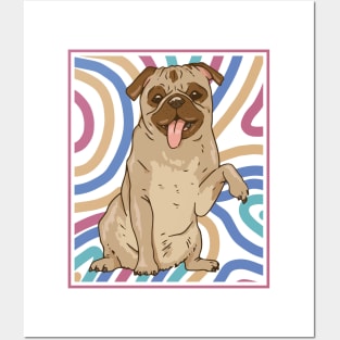 Cute and Colorful Portrait of a Pug Dog // Adorable Pug // Pug Mom B Posters and Art